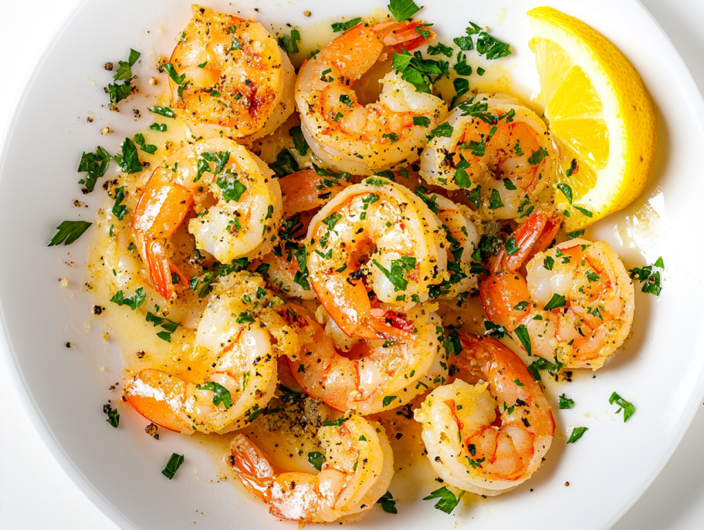 u8973865871 Garlic butter shrimp on a white plate golden shri 099d3d10 ac4c 4ddd 8e90 3804b4a5cbae 0
