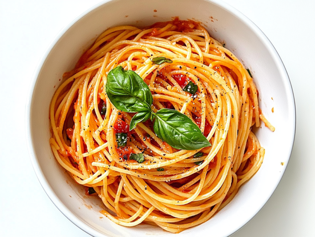 u8973865871 One pot tomato basil pasta in a white bowl steami 22f99afb 3980 4bc6 85ef e45c4cf409e7 1