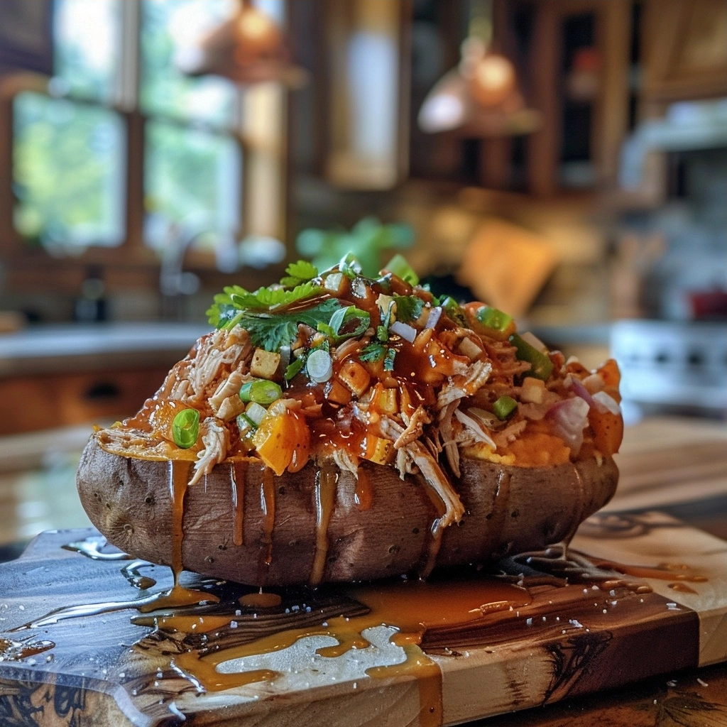 BBQ Chicken Stuffed Sweet Potatoes