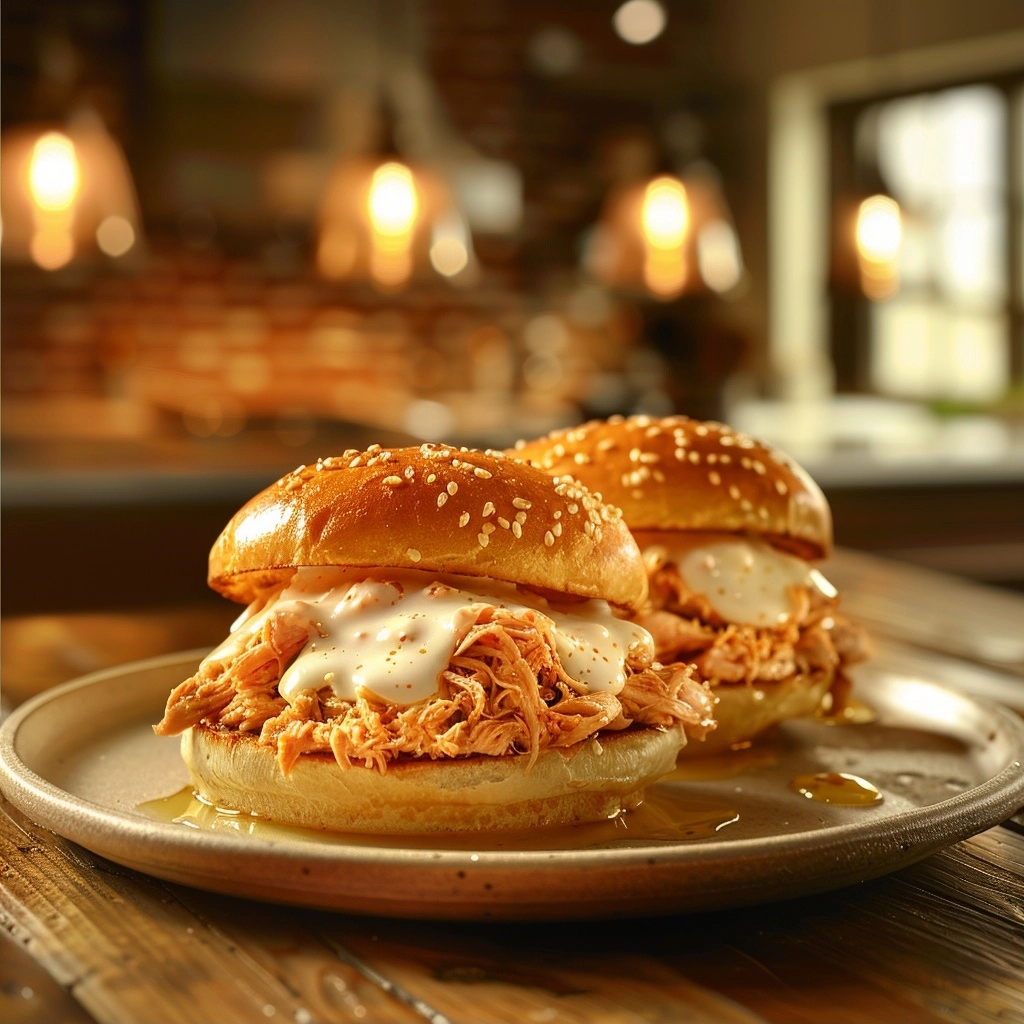 Alabama White Sauce Pulled Chicken Sandwiches