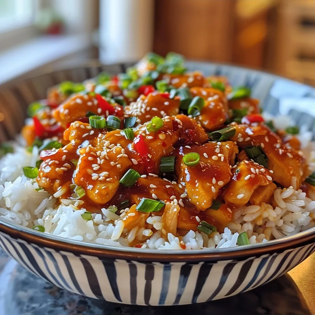 Sweet Chili Chicken Rice Bowls with Broccoli and Olive Oil