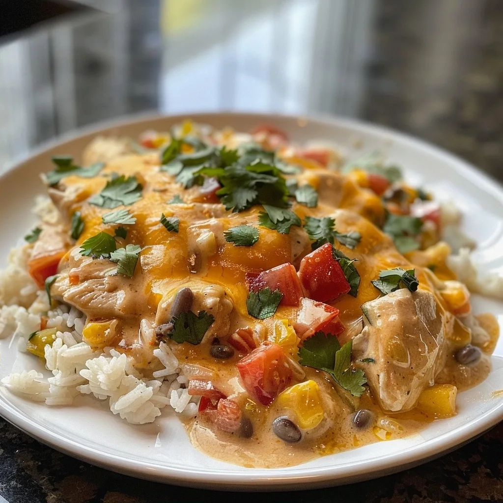 One-Pot Queso Chicken and Rice