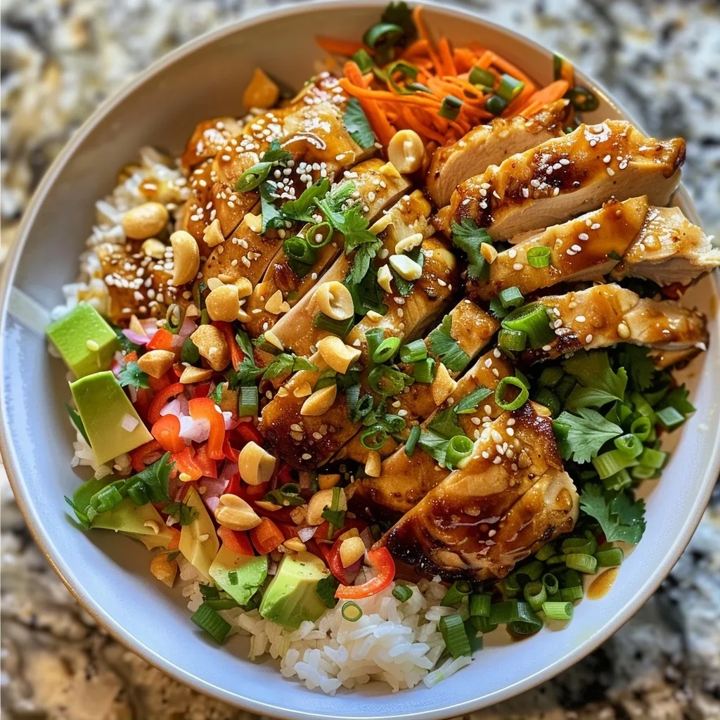 Thai Peanut Chicken Buddha Bowls with Rotisserie Chicken