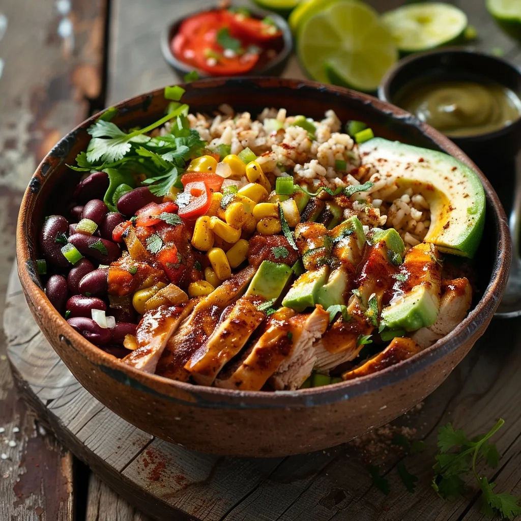 High Protein Chicken Burrito Bowl for Easy Healthy Meals