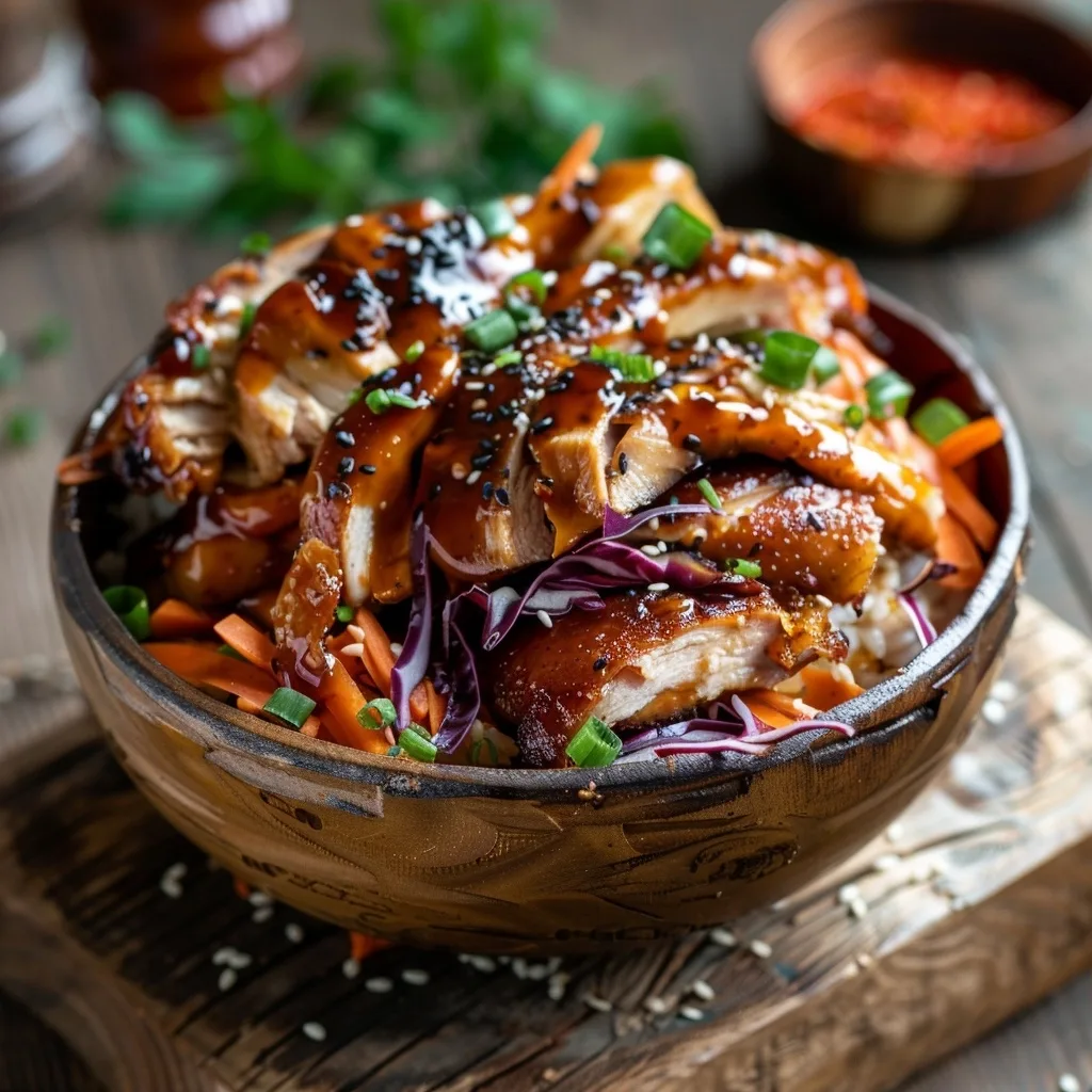 Korean BBQ Chicken Bowls with Spicy Gochujang Cream Sauce Recipe