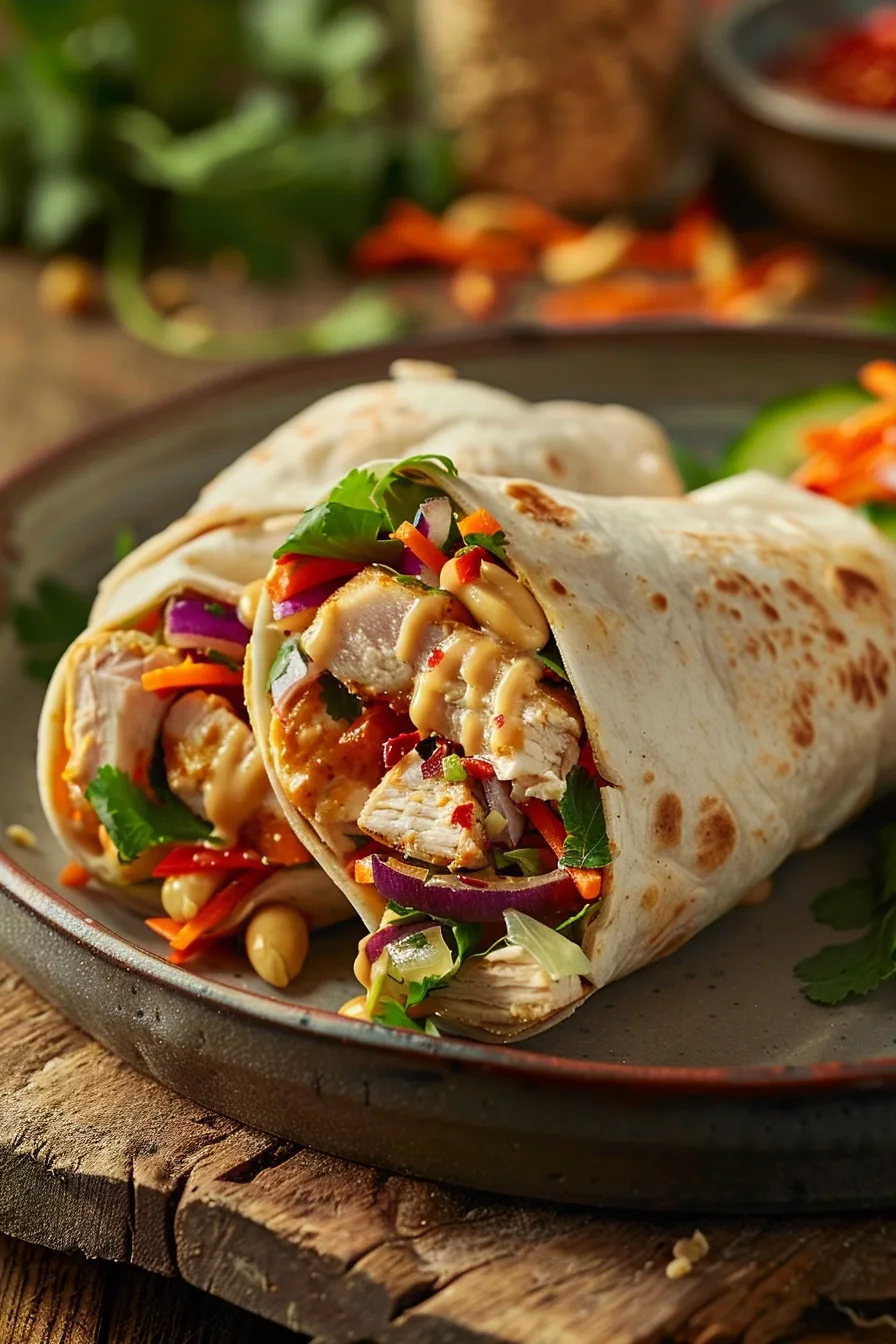 Thai Peanut Chicken Wraps with Fresh Vegetables and Creamy Sauce 1 image 1782225103889