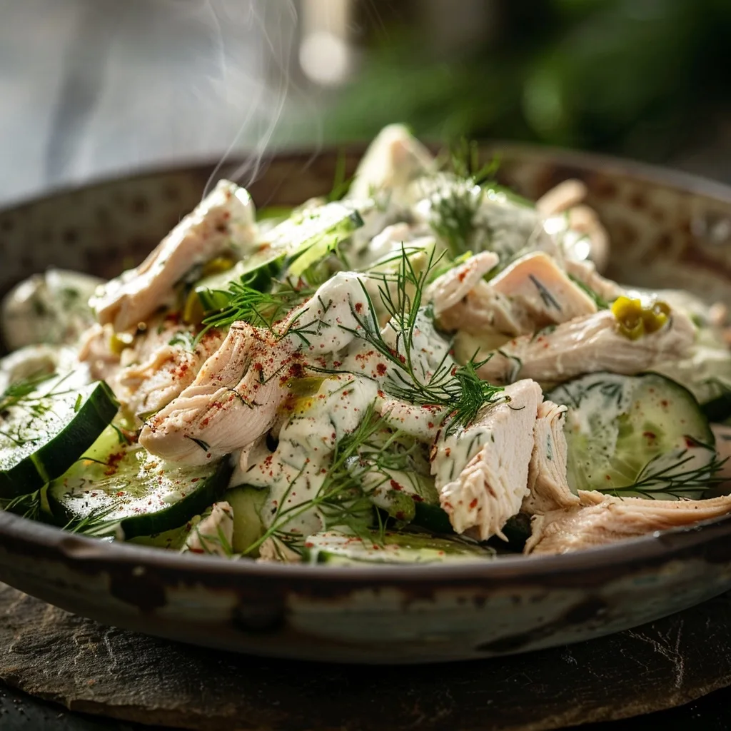 Cucumber Dill Rotisserie Chicken Salad Made with Greek Yogurt