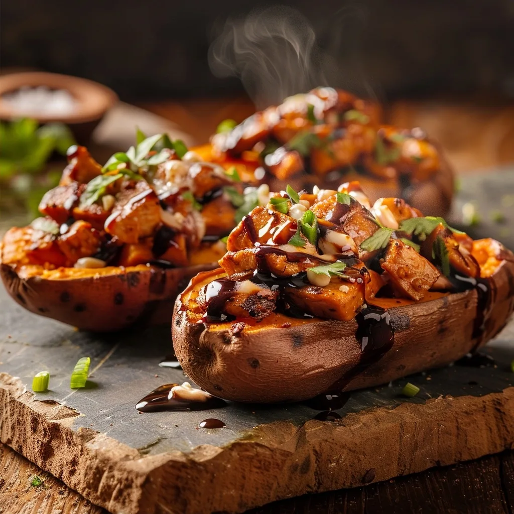 BBQ Chicken Stuffed Sweet Potatoes - High Protein Meal