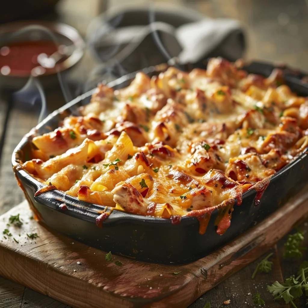 Smoky BBQ Chicken & Cheddar Pasta Bake for Cozy Comfort