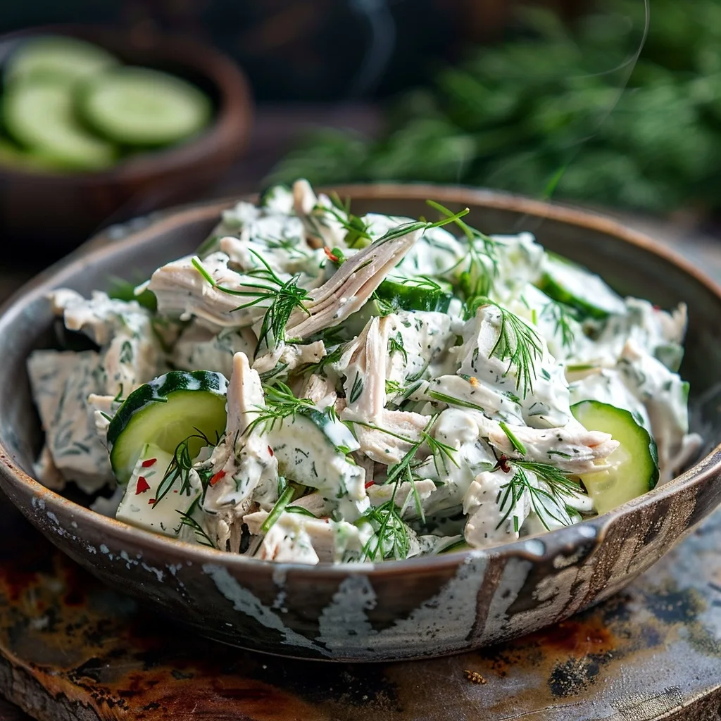 Cucumber Dill Rotisserie Chicken Salad Made with Greek Yogurt