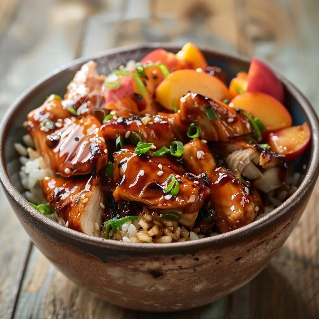30-Min Rotisserie Chicken Summer Peach Teriyaki Bowl