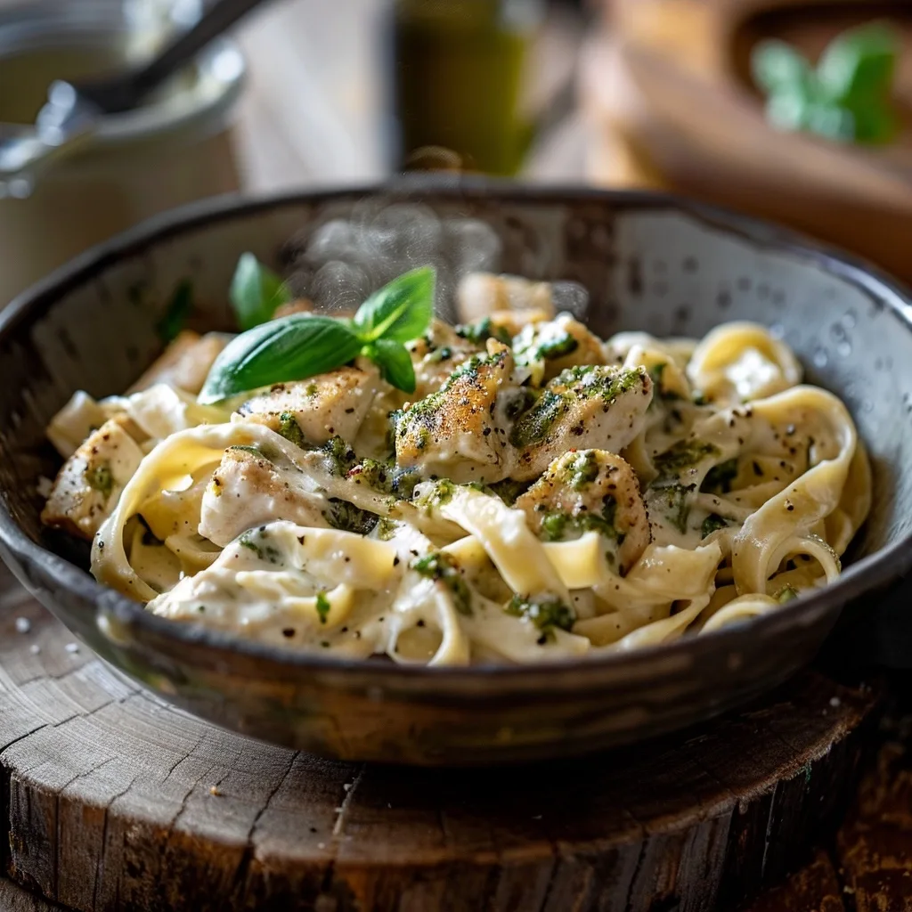 Basil Pesto Chicken Alfredo Recipe