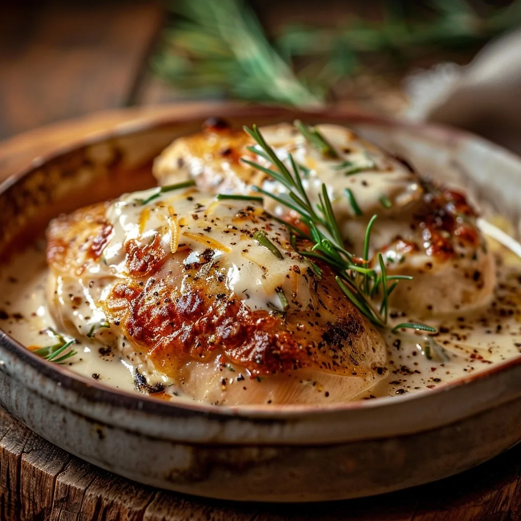 Baked Caesar Chicken with Creamy Parmesan Sauce