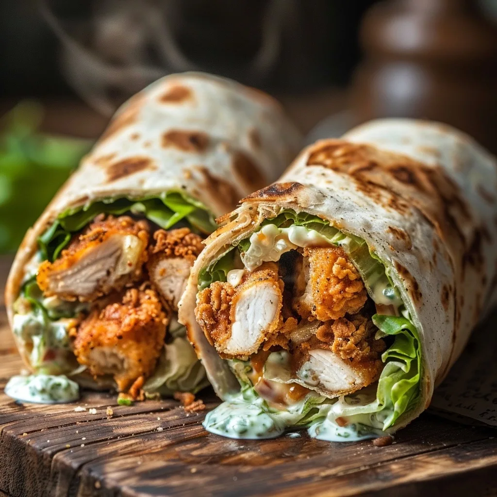 15-Minute Crispy Chicken Caesar Wraps