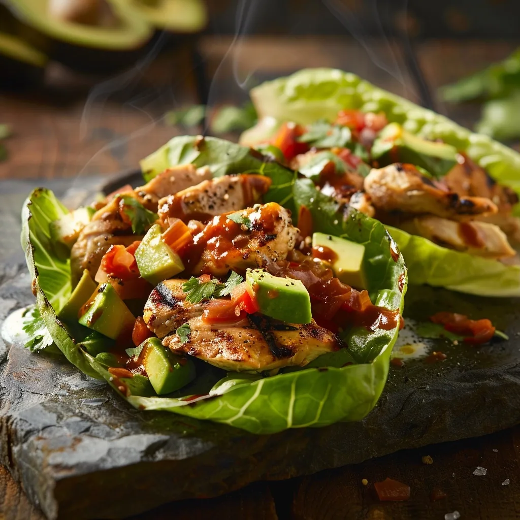 Southwestern Avocado Chicken Lettuce Wraps
