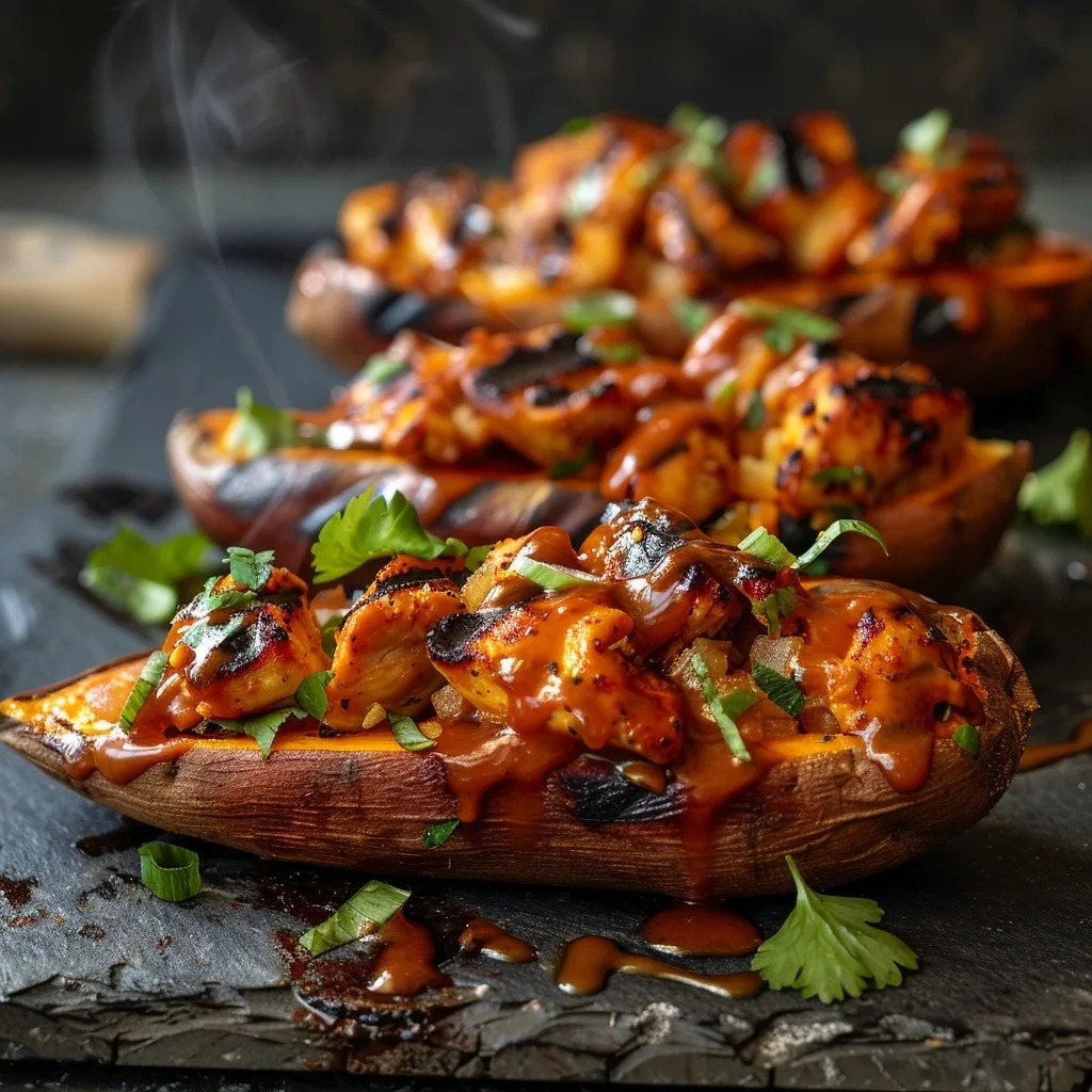 BBQ Chicken Stuffed Sweet Potatoes - High Protein Meal