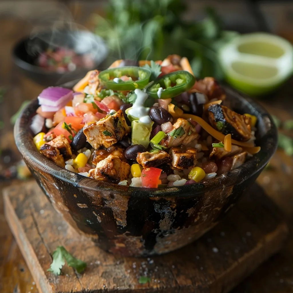 High Protein Chicken Burrito Bowl for Easy Healthy Meals