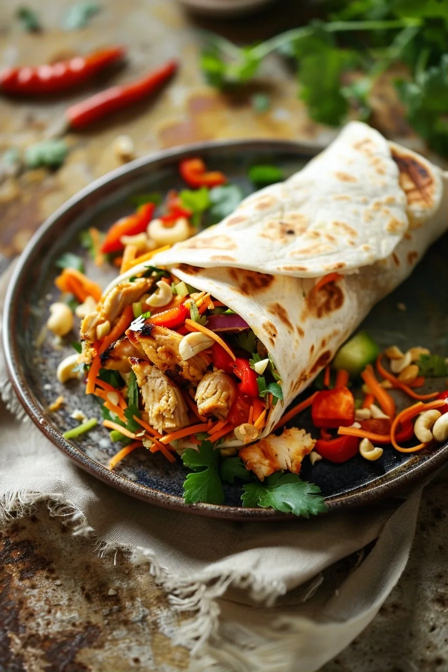 Thai Peanut Chicken Wraps with Fresh Vegetables 1 image 1783947322360