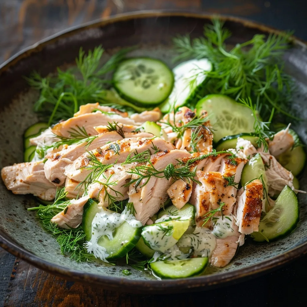 Cucumber Dill Rotisserie Chicken Salad Made with Greek Yogurt