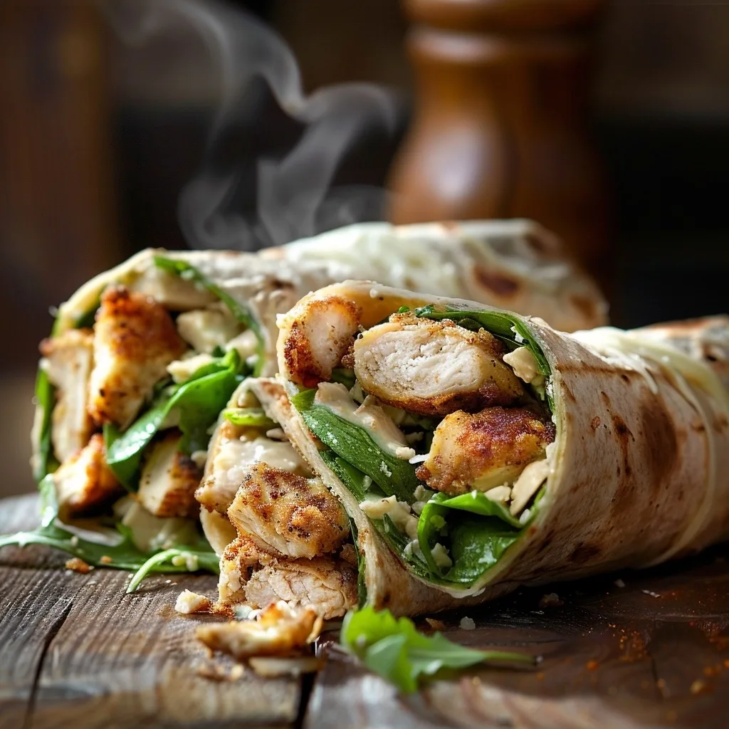 15-Minute Crispy Chicken Caesar Wraps