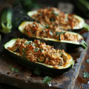 Shredded Chicken Zucchini Boats | Low-Carb August Dinner | Fast
