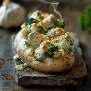 Creamy Rotisserie Chicken and Broccoli Stuffed Potatoes