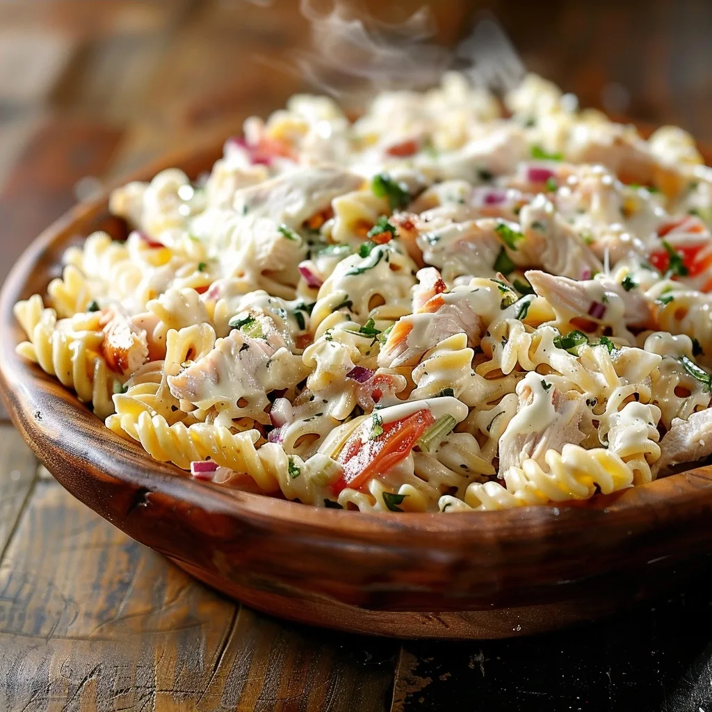 Cold Rotisserie Chicken Pasta Salad with Ranch Dressing