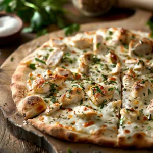 Quick Rotisserie Chicken Alfredo Flatbread Pizza