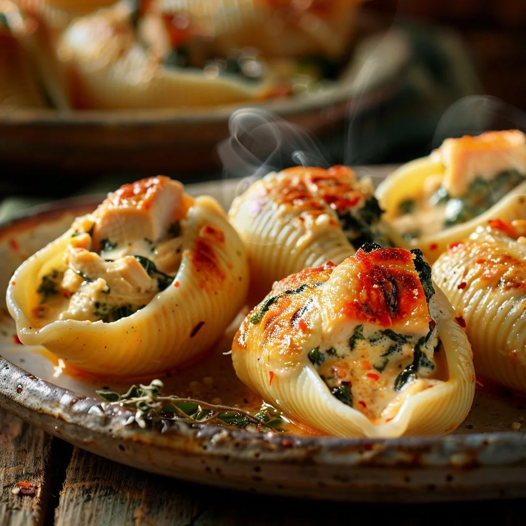 Creamy Rotisserie Chicken and Spinach Stuffed Shells