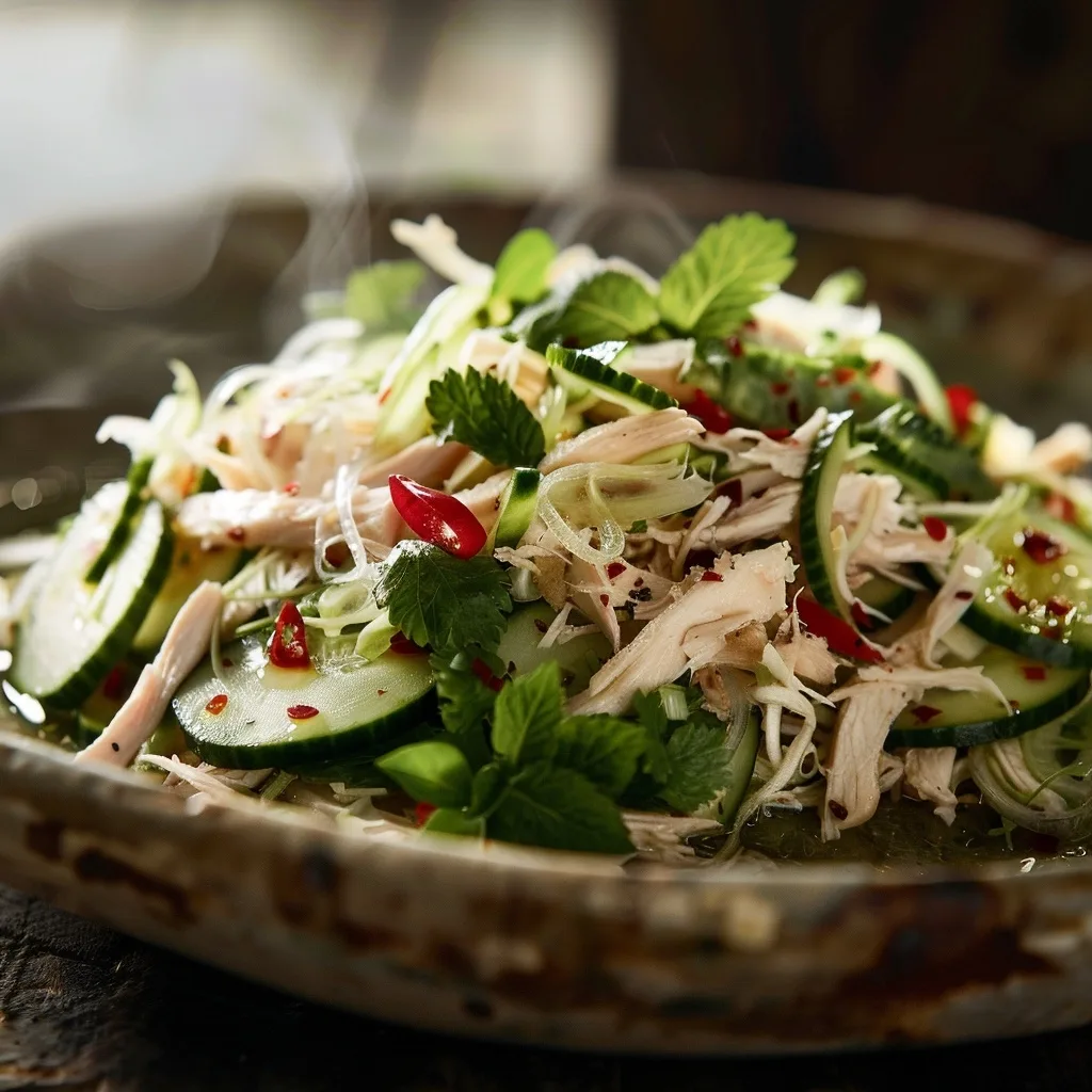 Fresh Cucumber Shredded Chicken Salad