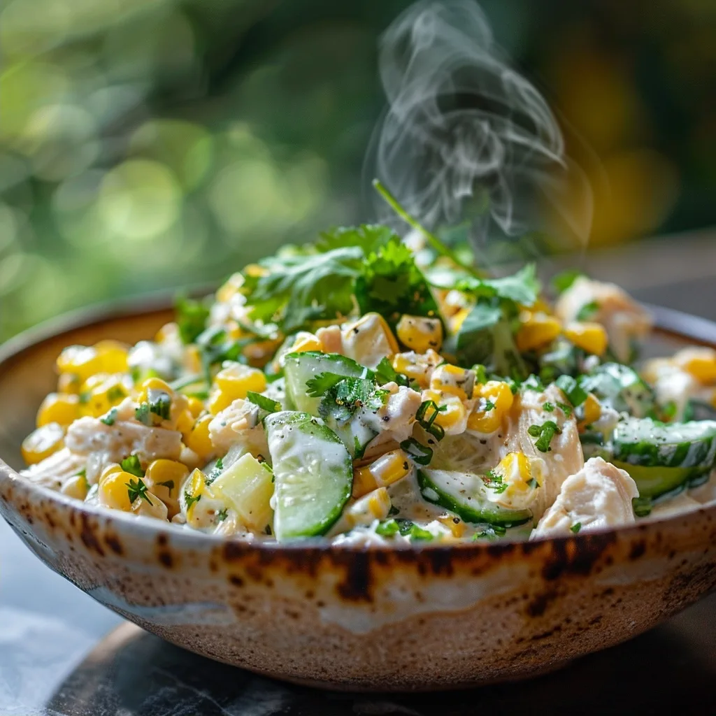 Street Corn Creamy Cucumber Chicken Salad